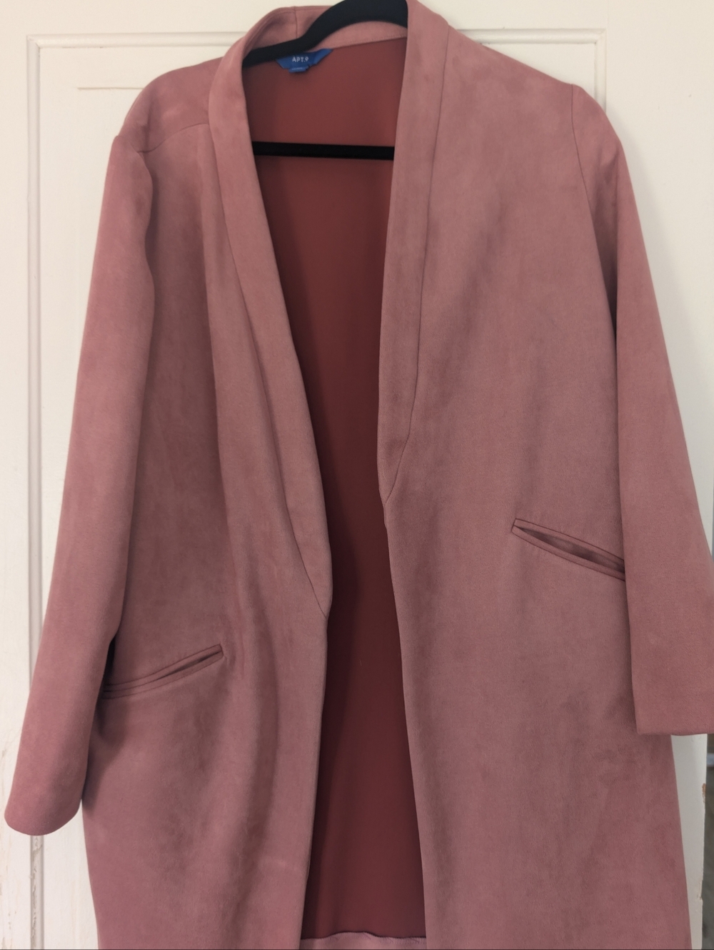 Apt. 9 Suede-Texture Dusty Rose Open Front Trench Coat